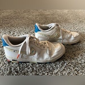 Nike Air Force 1 Low Kids White Sneakers with Multicolor Details Size 3Y